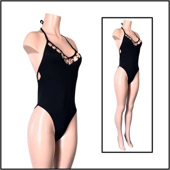 Beach Bunny Black Ireland Coated Rings One Piece SZ M $249 - Picture 10 of 11